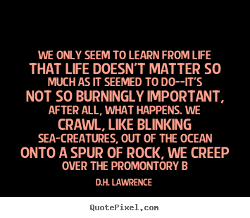 Life quotes - We only seem to learn from life that life doesn't matter so much as..