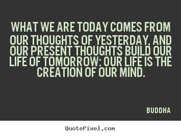 Buddha picture quotes - What we are today comes from our thoughts of yesterday,.. - Life quotes