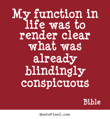 Bible picture quote - My function in life was to render clear what was already.. - Life quotes