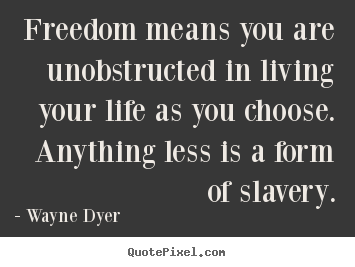 How to make picture quotes about life - Freedom means you are unobstructed in living your life..