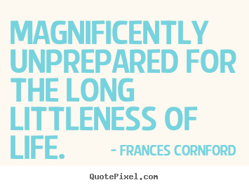 Create graphic poster quote about life - Magnificently unprepared for the long littleness of life.