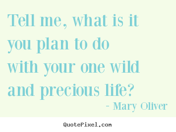 Life quotes - Tell me, what is it you plan to dowith your..