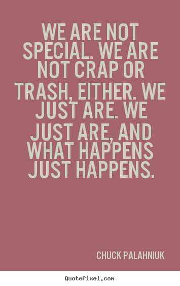 Quotes about life - We are not special. we are not crap or trash, either...