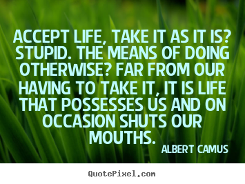 Quote about life - Accept life, take it as it is? stupid. the means of doing..