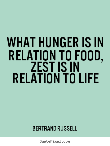 Create graphic picture quotes about life - What hunger is in relation to food, zest is in relation..