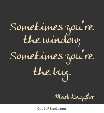 Sometimes you're the window; sometimes you're the bug. Mark Knopfler  life quote