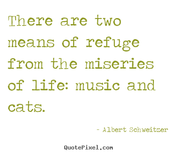 Albert Schweitzer picture quotes - There are two means of refuge from the miseries.. - Life quotes