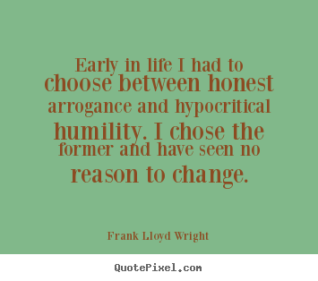 Frank Lloyd Wright picture quotes - Early in life i had to choose between honest.. - Life quotes