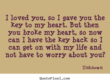 Love quote - I loved you, so i gave you the key to my heart...