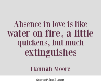 Make custom picture quotes about love - Absence in love is like water on fire, a..