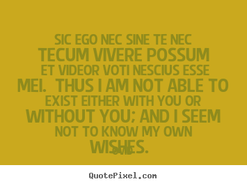 Quote about love - Sic ego nec sine te nec tecum vivere possum et videor voti nescius..