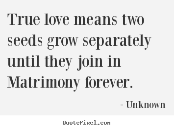 Create your own picture quotes about love - True love means two seeds grow separately..