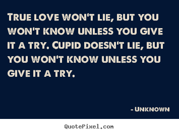 Love quotes - True love won't lie, but you won't know unless you give it a try...