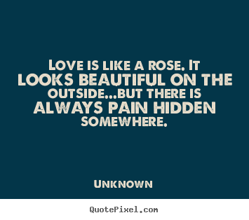 Love quote - Love is like a rose. it looks beautiful on the outside...but..