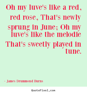 Oh my luve's like a red, red rose, that's newly sprung in june; oh.. James Drummond Burns good love quote