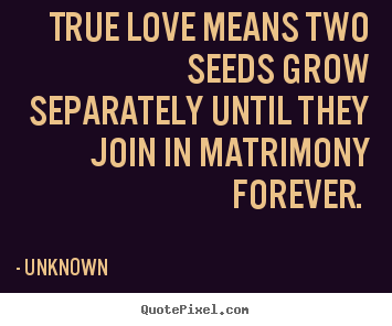 Love quotes - True love means two seeds grow separately..