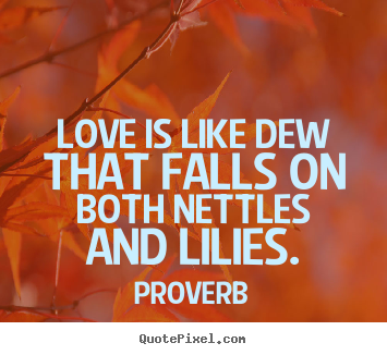 Love is like dew that falls on both nettles and lilies. Proverb  love quotes