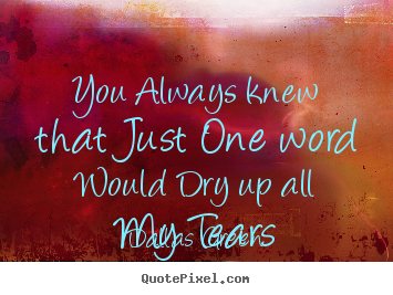 Love quote - You always knew that just one word would dry..