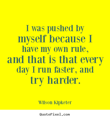 I was pushed by myself because i have my own rule, and that.. Wilson Kipketer great motivational quotes