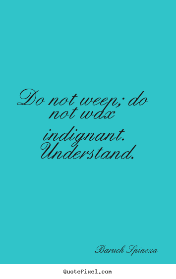 Do not weep; do not wax indignant. understand. Baruch Spinoza best motivational quotes