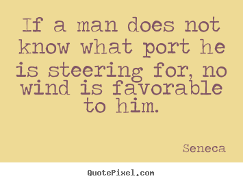 Seneca picture quotes - If a man does not know what port he is steering for, no wind.. - Motivational quotes