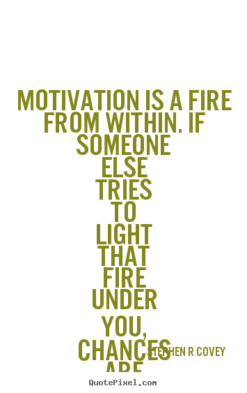 Stephen R Covey image quotes - Motivation is a fire from within. if someone else tries.. - Motivational quote