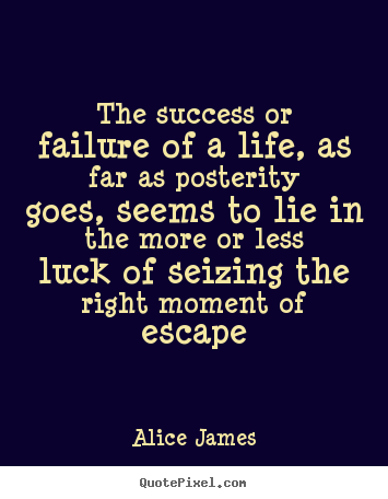 The success or failure of a life, as far as posterity.. Alice James great success quote