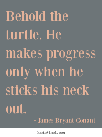 Create custom image quotes about success - Behold the turtle. he makes progress only when he..