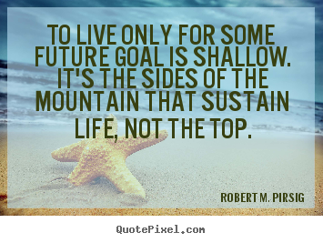 To live only for some future goal is shallow. it's the sides.. Robert M. Pirsig famous success quotes