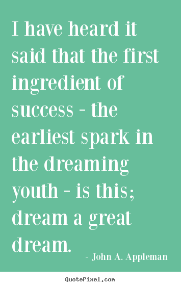 Customize picture quotes about success - I have heard it said that the first ingredient of success - the earliest..