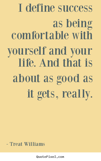 Treat Williams picture quotes - I define success as being comfortable with yourself and your.. - Success quotes