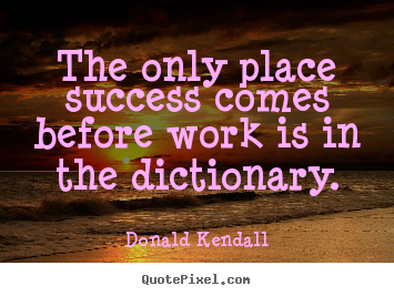 Create picture quote about success - The only place success comes before work is in the dictionary.
