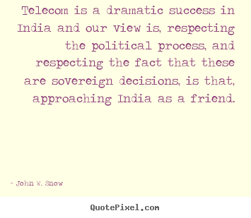 Create graphic picture quote about success - Telecom is a dramatic success in india and our view is, respecting..
