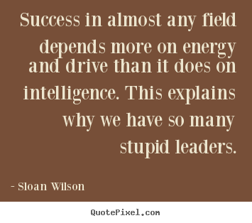Success in almost any field depends more on energy and drive than.. Sloan Wilson  success quotes