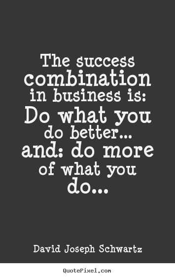 David Joseph Schwartz image quote - The success combination in business is: do what you.. - Success quotes