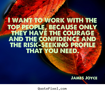 James Joyce picture quotes - I want to work with the top people, because only they have the courage.. - Success quotes