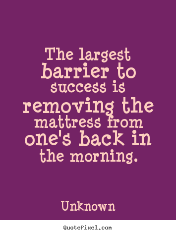 Unknown picture quotes - The largest barrier to success is removing the.. - Success quotes