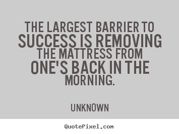 Success quotes - The largest barrier to success is removing the mattress from one's..