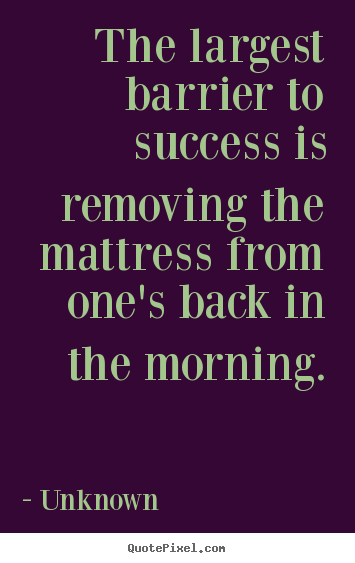 Success quotes - The largest barrier to success is removing the mattress from..