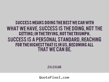 Create custom poster quotes about success - Success means doing the best we can with what we have...