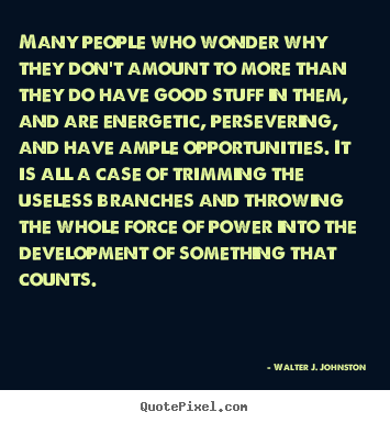 Many people who wonder why they don't amount to more than.. Walter J. Johnston best success quotes